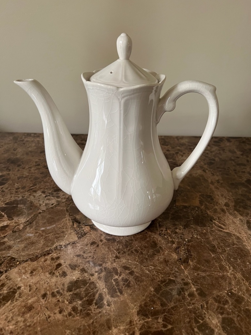 Vintage Harmony House Ironstone Federalist Teapot 4238 Ivory Coffee Pot